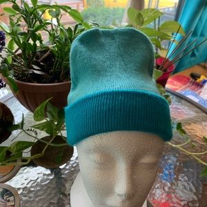 Turquoise two shades Brand New Beanie Cap. Reversible. Andean Mountain Luxury.